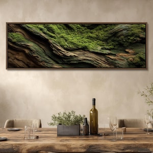 Moss and Olive Wood Canvas Wall Art: Unique Botanical Decor image 10