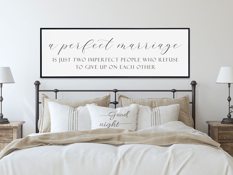 Master Bedroom Sign, A Perfect Marriage Sign, Above the Bed Wall Art image 7