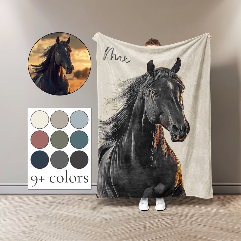 🎁Buy 2 FREE SHIPPING🎁Personalized Equestrian Keepsake Blanket for Horse Enthusiast