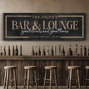 Custom Bar and Lounge Sign: Personalized Home Bar Decor image 5
