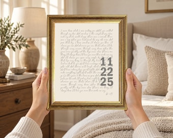 Personalized First Dance Song Lyrics: Gold Framed Marriage Vow Display