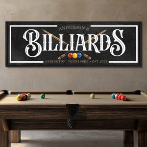 Personalized Billiards Sign, Billiards Room Decor. Custom Billiards Sign