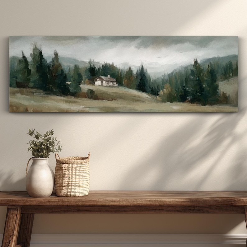 Sage Green Wall Art: Moody Landscape Canvas Print image 8