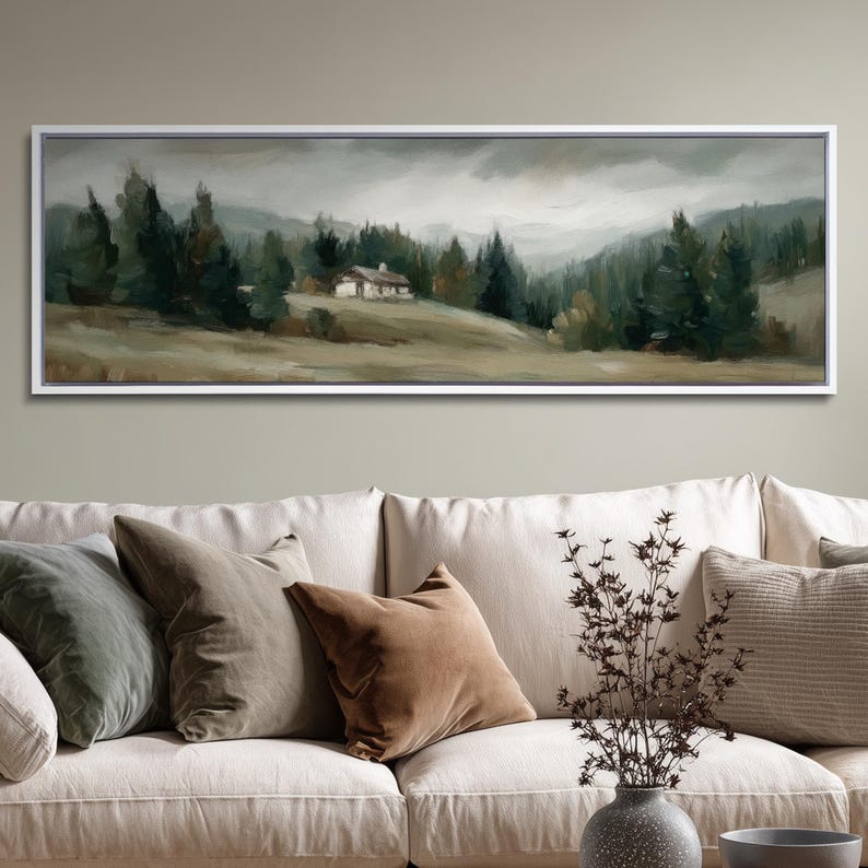 Large Sage Green Landscape Print: Framed Neutral Wall Artwork image 14