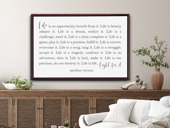 Signe De Citation De Mere Teresa La Vie Est Un Signe Etsy France