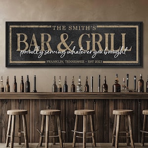 Personalized Bar and Grill Sign, Custom Bar Sign, Personalized Decor