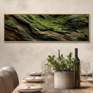 Moss and Olive Wood Canvas Wall Art: Unique Botanical Decor image 7