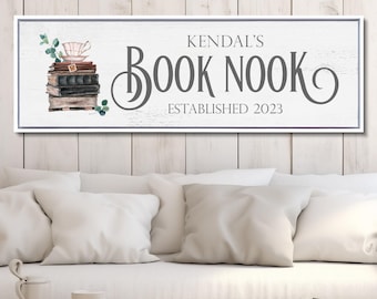 Personalized Book Nook Sign: Farmhouse Library Decor