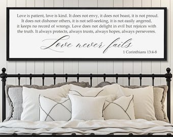 Love Never Fails Sign: 1 Corinthians 13, Farmhouse Decor