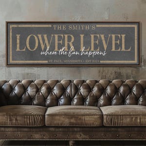 Custom Lower Level Sign, Custom Basement Sign, Personalized Decor