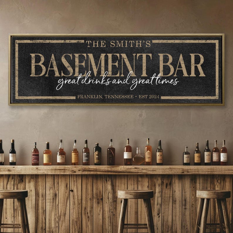 Custom Basement Bar Sign: Personalized Family Name Decor image 7