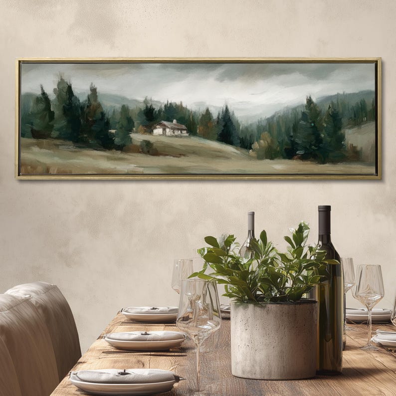 Large Sage Green Landscape Print: Framed Neutral Wall Artwork image 16
