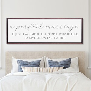 Master Bedroom Sign, A Perfect Marriage Sign, Above the Bed Wall Art image 4