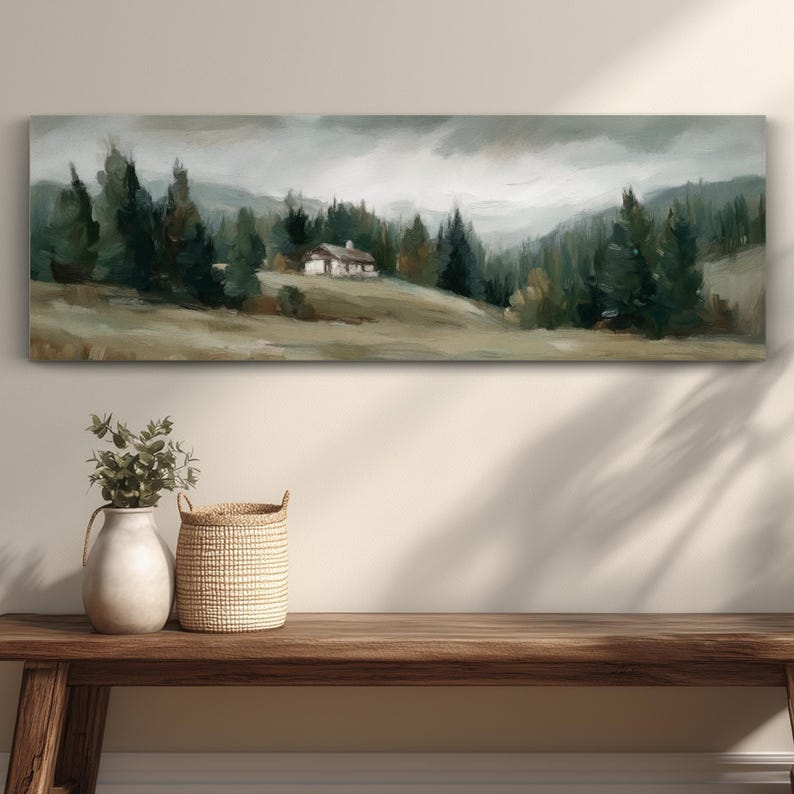 Large Sage Green Landscape Print: Framed Neutral Wall Artwork image 12