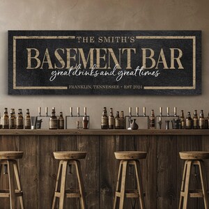 Custom Basement Bar Sign: Personalized Family Name Decor image 2