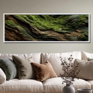 Moss and Olive Wood Canvas Wall Art: Unique Botanical Decor image 12