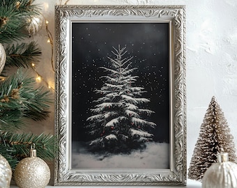 Vintage Christmas Tree Art Print: Winter Wonderland Decor