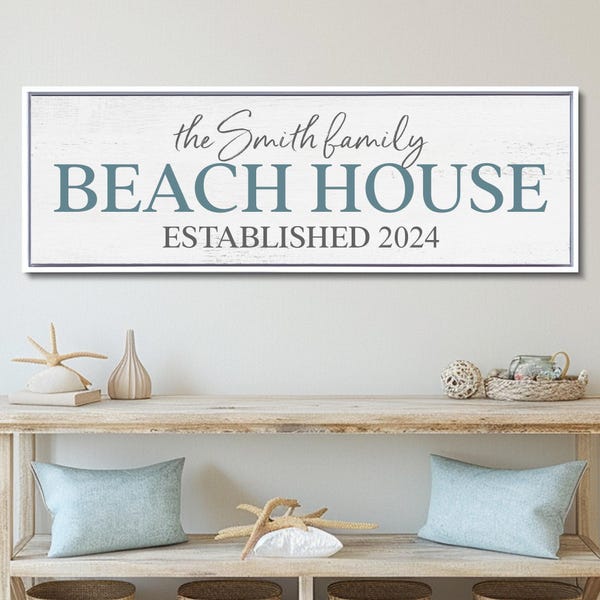 Custom Beach House Sign, Personalized Family Name & Date