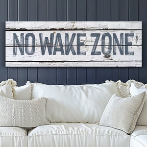 No Wake Zone Canvas Sign, Lake House Decor, Lake Wall Decor