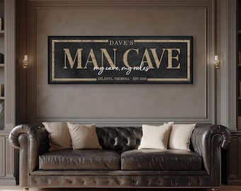 Custom Man Cave Sign: Personalized Farmhouse Decor