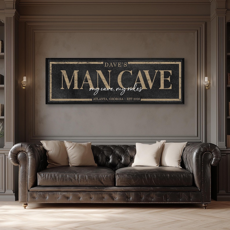 Custom Man Cave Sign: Personalized Farmhouse Decor image 1
