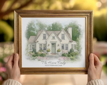 Custom watercolor house painting