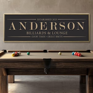 Personalized Billiards Sign With Last Name and Established Date