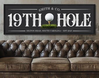 Custom 19th Hole Bar Sign: Personalized Golf Decor