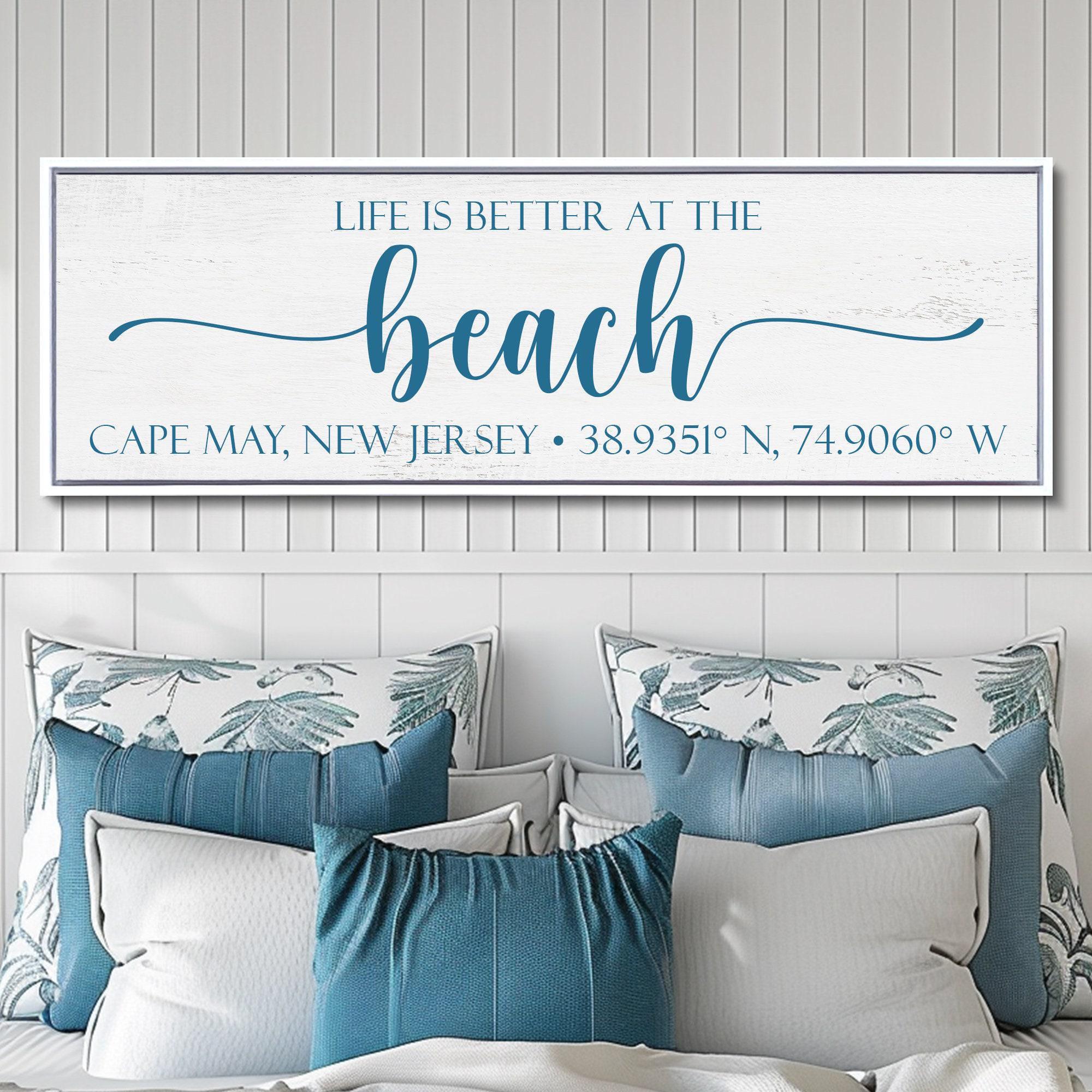 Custom Beach House Sign, Beach House Sign With Coordinates, Life Is Better At The Beach