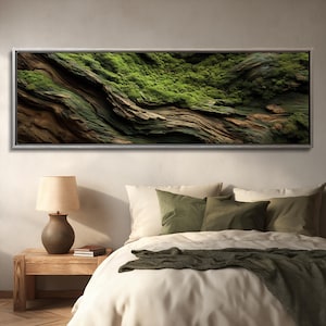 Moss and Olive Wood Canvas Wall Art: Unique Botanical Decor image 8