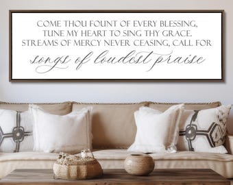 Christian Wall Decor, Hymn Wall Art, Come Thou Fount Lyrics