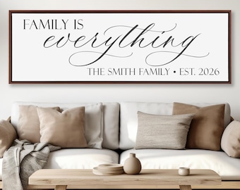 Personalized Family Name Sign, Farmhouse White Canvas, Established Date