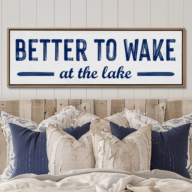 Lake House Sign, Farmhouse Canvas, Above Bed Decor Bild 6
