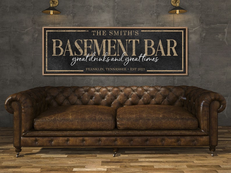 Custom Basement Bar Sign Personalized Basement Bar Sign Etsy