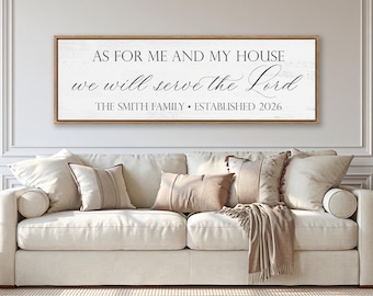 As For Me And My House: Custom Christian Family Name Sign Framed Canvas