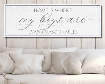 Home Is Where My Boys Are Sign, Personalized Sign