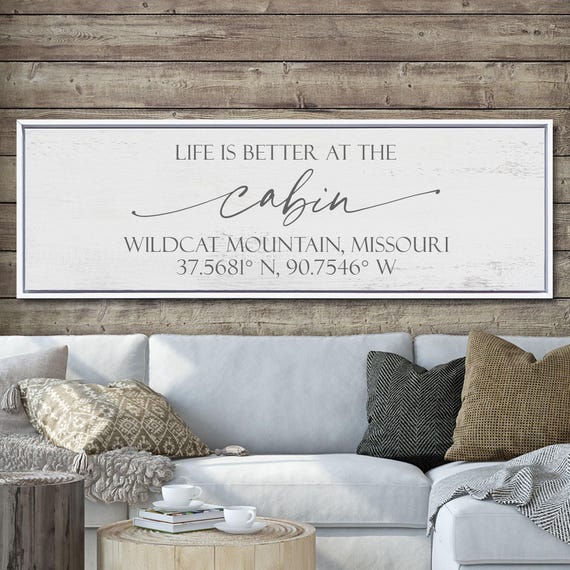Personalized Cabin Sign with Custom Coordinates
