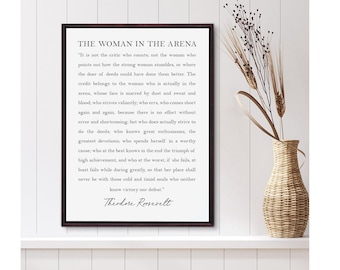 The Woman in the Arena Framed Canvas Sign, Theodore Roosevelt Quote