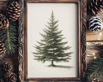 Vintage Fir Tree Print: Winter Christmas Wall Art