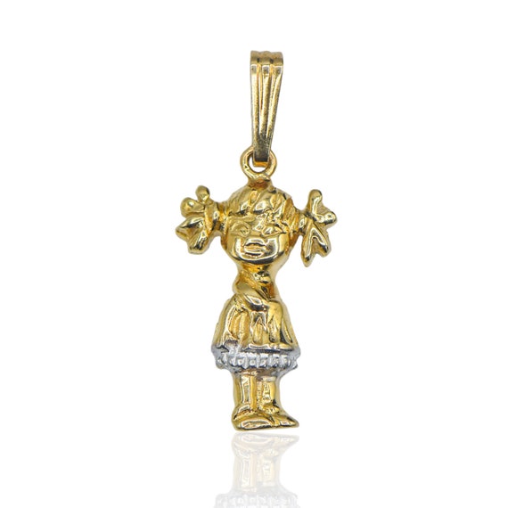 Little Girl Charm 14K Two Tone Gold - image 1