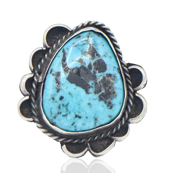 Pear Shaped Turquoise Vintage Ring Sterling Silver - image 1
