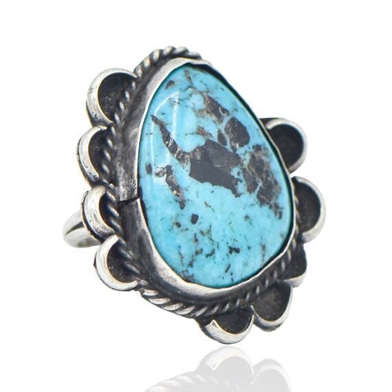 Pear Shaped Turquoise Vintage Ring Sterling Silver - image 2