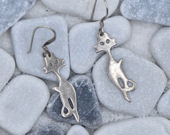 Sterling Silver Fox Wire Dangle Earrings