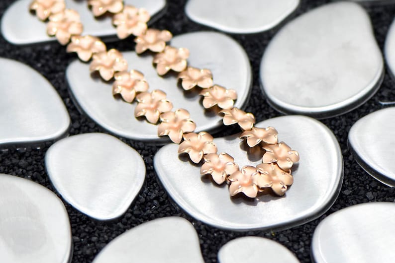 14K Rose Gold Flower 7.25 inch Bracelet