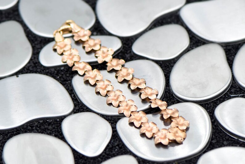 14K Rose Gold Flower 7.25 inch Bracelet