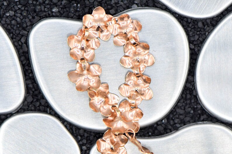 14K Rose Gold Flower 7.25 inch Bracelet