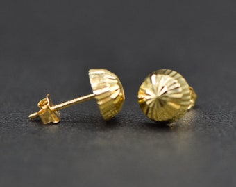 6mm Fluted Dome Stud Earrings 14K Yellow Gold