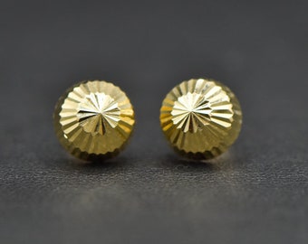 3mm Fluted Dome Stud Earrings 14K Yellow Gold