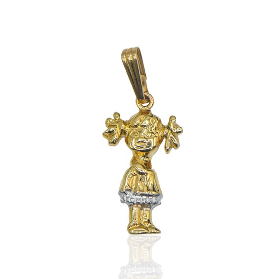 Little Girl Charm 14K Two Tone Gold - image 2