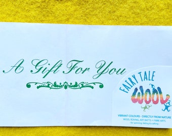 Fairy Tale Wool Gift Certificate, mailed or electronically sent, gift certificate